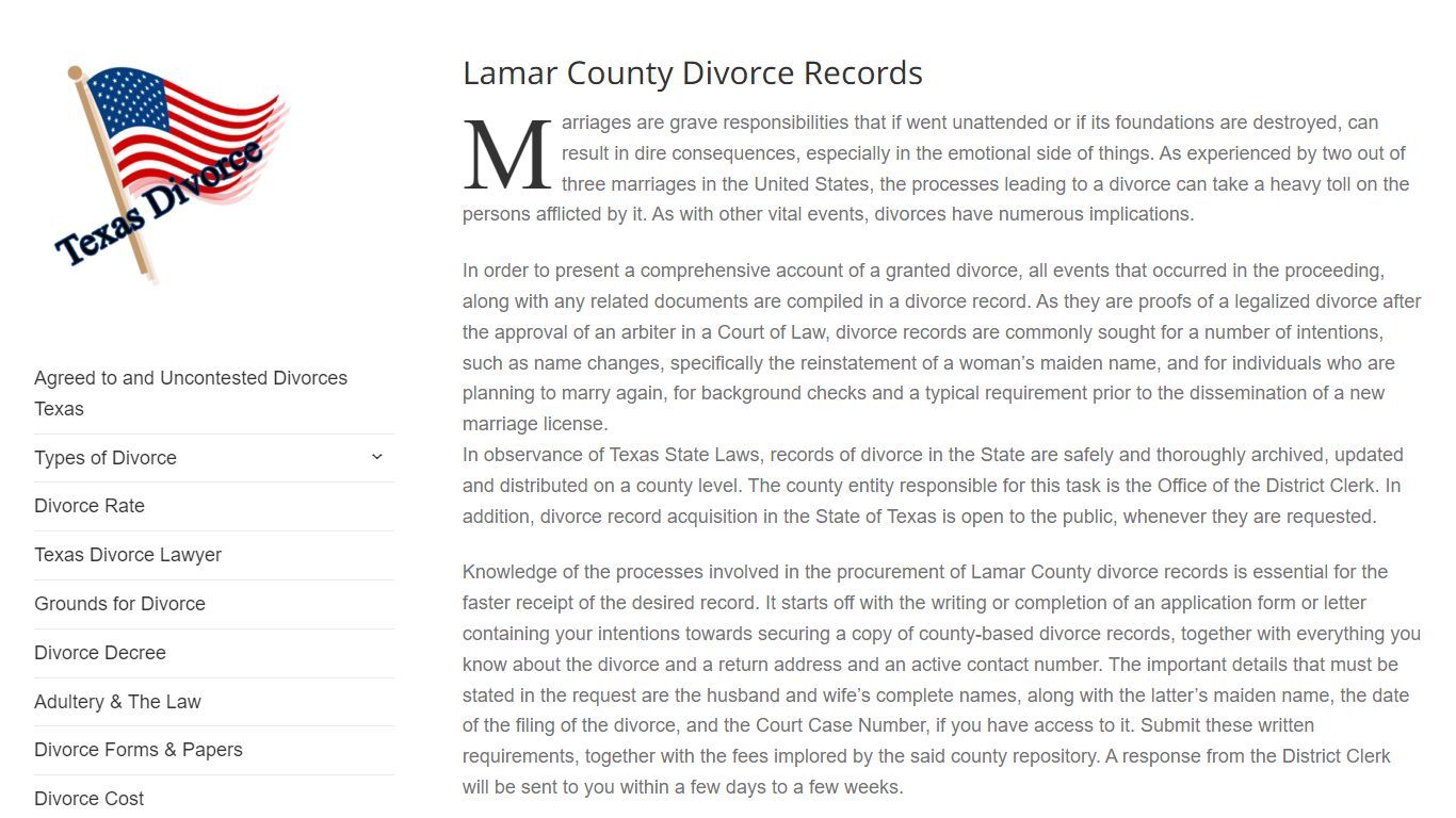 Lamar County Divorce Records – Divorce in Texas